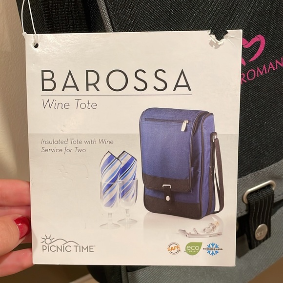 NWT Picnic Time Insulated Barossa Wine Tote Bag w/ 2 glasses, cork, corkscrew. - Picture 2 of 11